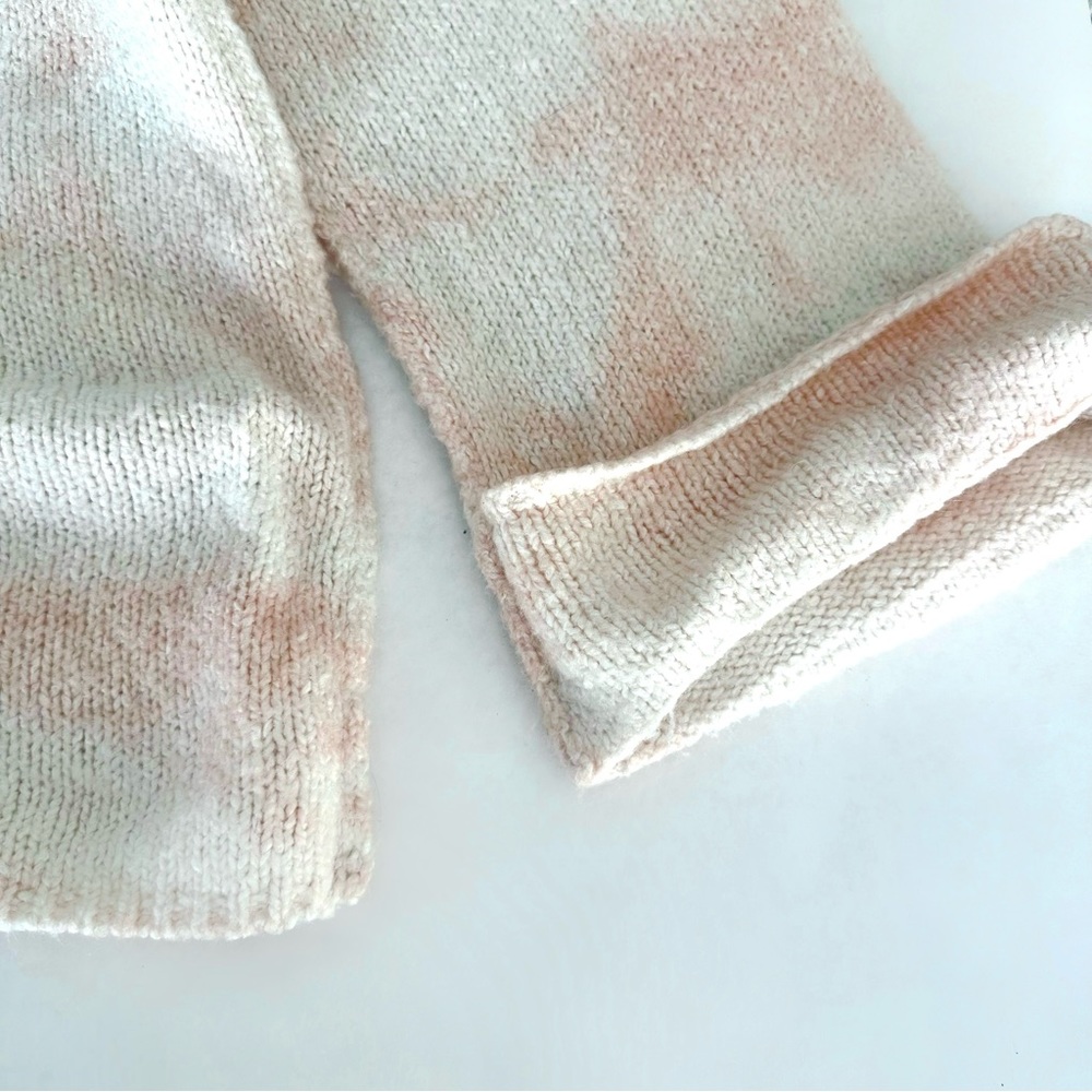 Anthropologie Maggie Bell-Sleeved V-Neck Wool Oversized Sweater, Cream & Pink M - Picture 6 of 9